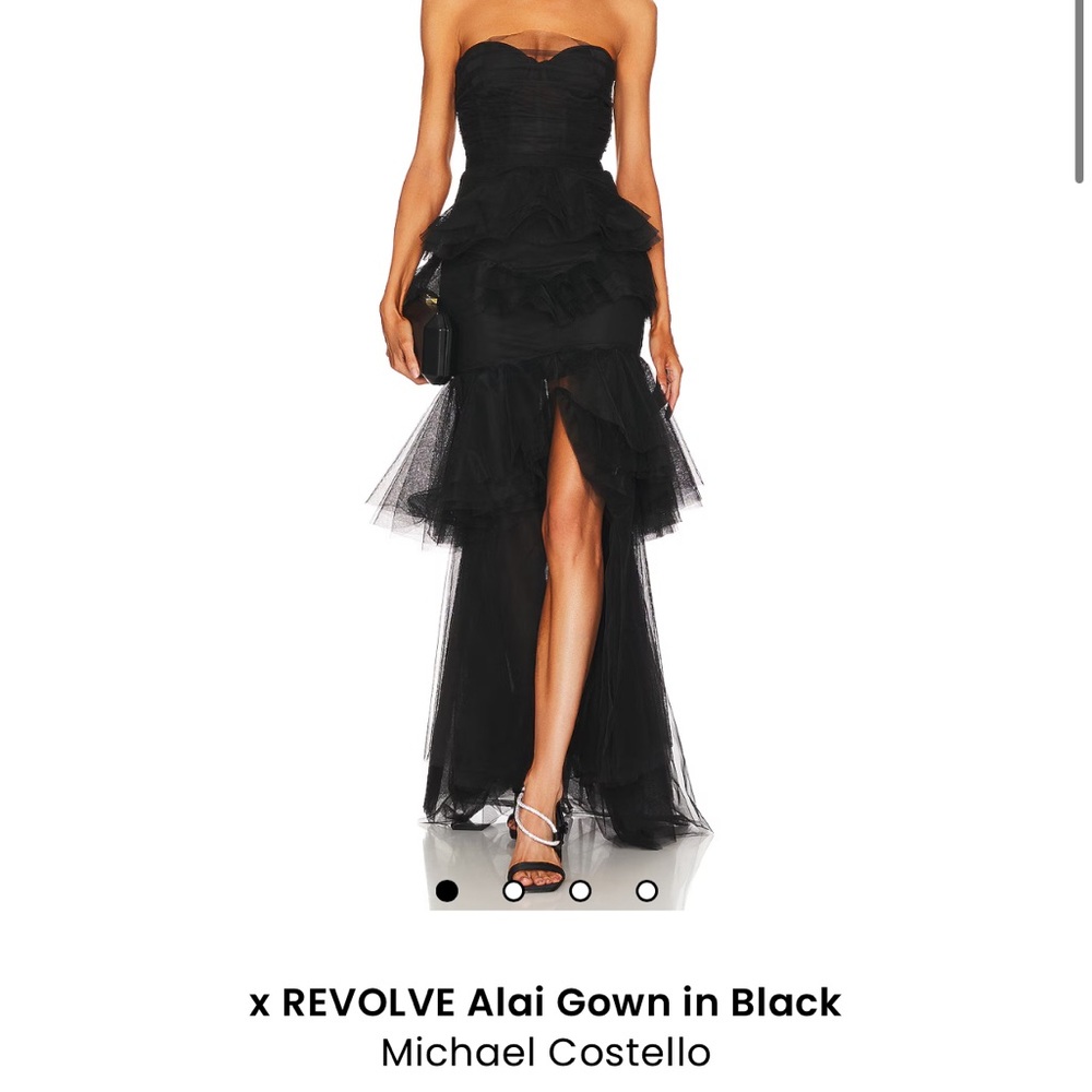 Michael Costello Black Ruffled Tiered Gown